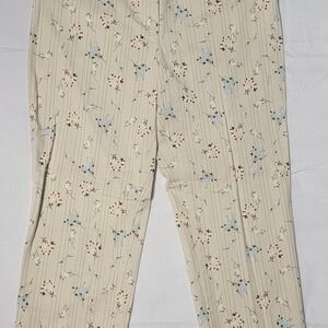 LOFT Cream and Blue Floral Pants